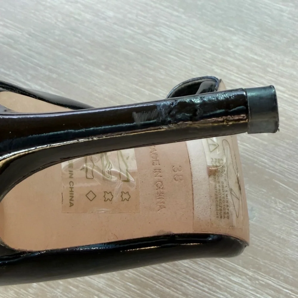 Reiss Black Patent Leather Women's Pointed-Toe Pumps Size 38 - Picture 7 of 12